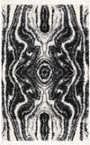Unique Loom Hygge Shag Valley Machine Made Abstract Rug Black and White, Gray 5' 3" x 8' 0"