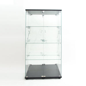 English Elm Tempered Glass Display Cabinet With Mirrored Back, Bluetooth Led Light & Lock For Secure Storage W3155S00015-GIGA