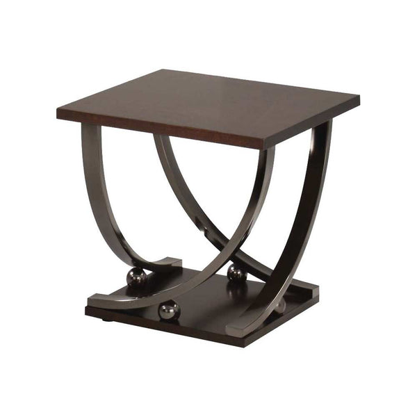 English Elm Black Black Nickel Square End Table with Bottom Shelf, 24" Compact Accent Table for Living Room Storage and Display B062P209088
