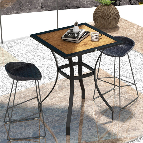 English Elm Outsunny 28" Faux Wood Outdoor Dining Table – Compact, Durable, Weather-Resistant Garden Furniture W2225P174476-GIGA