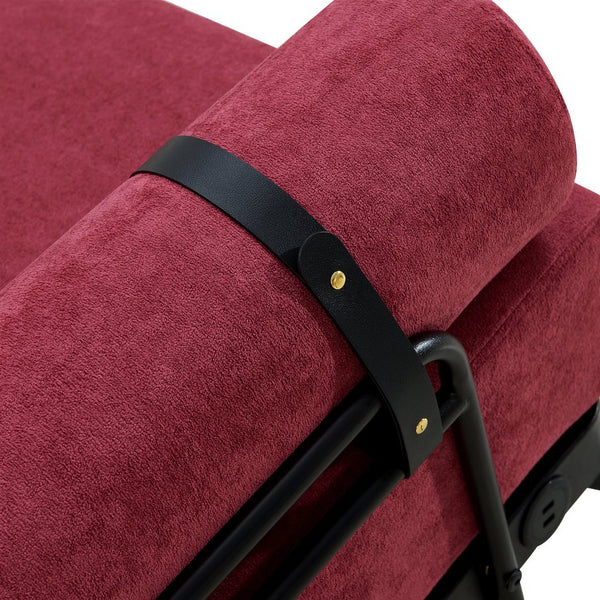 English Elm Modern Loveseat Sofa with Cylindrical Armrests, Built-In USB Ports, Chenille Cushions, Steel Frame Red N719P290584J