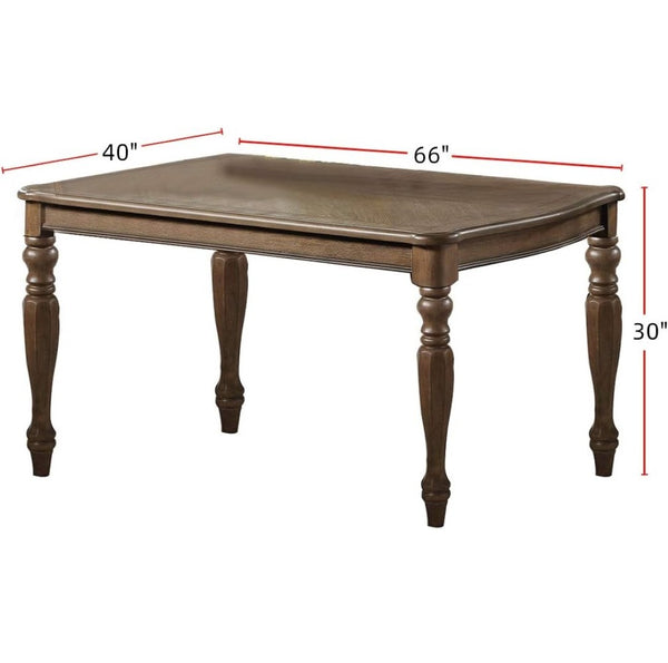 English Elm Transitional Two-tone Rectangular Dining Table Seats Six with Carved Leg Detail Oak B011P222857