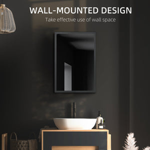 English Elm kleankin Stainless Steel Bathroom Mirror Cabinet with 3 Shelves, Space-Saving Wall-Mounted Storage Black W2225P173925