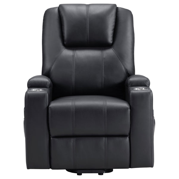 English Elm Macklin Faux Leather Power Lift Recliner with Heat Massage and Storage Pockets Black B062P466804