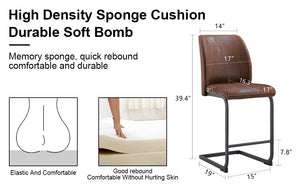 English Elm A set of two brown chairs with suede cushions and black metal legs, compact modern dining stools for cozy spaces W1151P144808