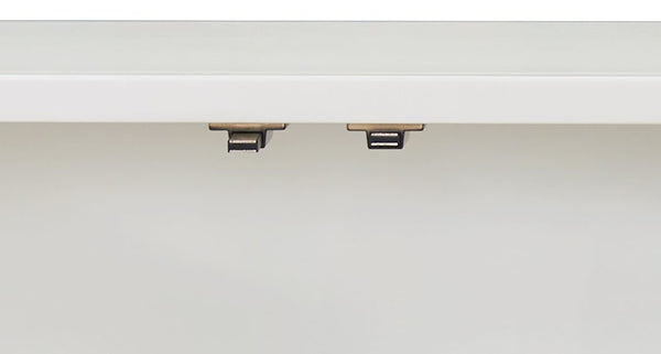 English Elm Ansaldo Pearl White Console Cabinet with Silver Shimmer, French Provincial Glass Doors & Turned Legs B2726P285786