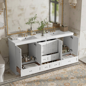 English Elm 72" Freestanding Bathroom Vanity Mdf Shaker Style with Ceramic Sink and Soft Close Storage N729P000031K