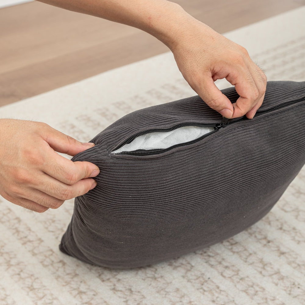 English Elm Floor bean bag chair corduroy lounger with removable washable cover, cozy adult & kid seating for home relaxation Grey W1170P337434