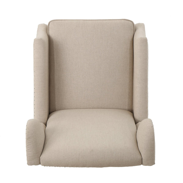 English Elm Christopher Knight Home® - Pushback Recliner Chair with Nailhead Trim and Wingback Design, Plush Fabric Comfort for Living Rooms Wheat 60760.00WHT