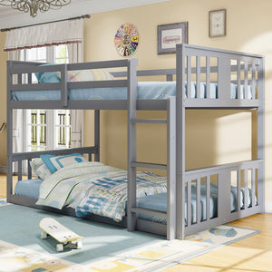 English Elm Twin Over Kids Bunk Bed Solid Pine Frame Gray Finish with Safety Guardrail N708P242163E