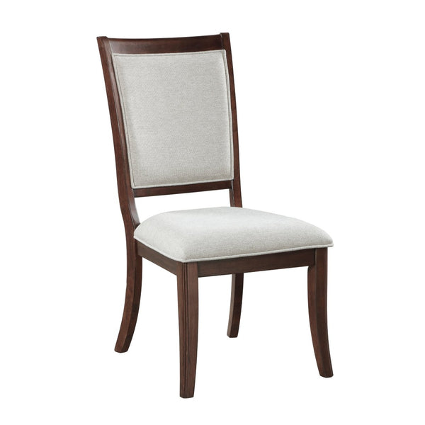 English Elm Formal Cherry Wood Seven Piece Extendable Dining Set with Walnut Inlay Upholstered Chairs B011S02265
