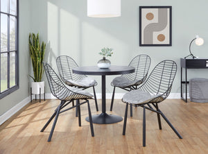 English Elm Chair Set of 2 Industrial Modern Black Metal Frame with Faux Leather Dining Seats B202P471345