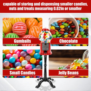 English Elm 15 Inch Vintage Glass Globe Gumball Machine with Stand Coin Operated Red Metal Base W2841P284378