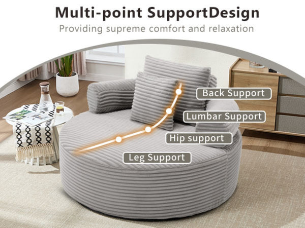 English Elm Round Cloud Sectional Sofa Bed with Memory Foam Cushions for Modern Living Spaces W3224P444277
