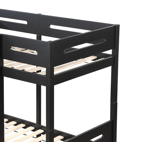 English Elm Black Twin/Twin Bunk Bed with Ladder — 14+14 Slat Support, Easy Knock-Down Assembly, Durable Black Finish B062S00576