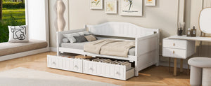 English Elm Twin Wood Daybed Sofa with Storage Drawers Arched Frame for Guest or Kids Room N708P357111K