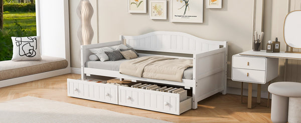 English Elm Twin Wood Daybed Sofa with Storage Drawers Arched Frame for Guest or Kids Room N708P357111K