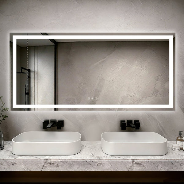 English Elm 84" Led Vanity Mirror with Front Back Lighting Dimmable Anti-fog Bathroom Wall Mount W1920P493148