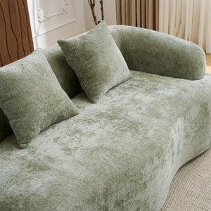 English Elm Full L-Shape Sectional Sofa with Curved Chaise, Modular Chenille Couch, High-Density Comfort for Apartment Living Green W3612S00003