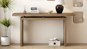 English Elm U_Style Modern Ash Veneer Console Table - Stylish Entryway, Hallway, And Living Room Furniture Solution N711P241324O-GIGA