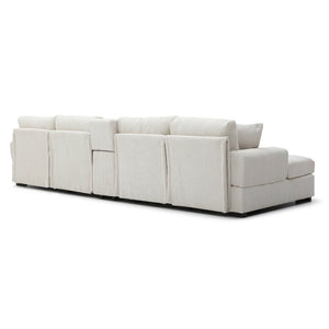 English Elm U Shaped Oversized Sectional Sofa with Double Chaise Console and Memory Foam Cushions W1117S00197