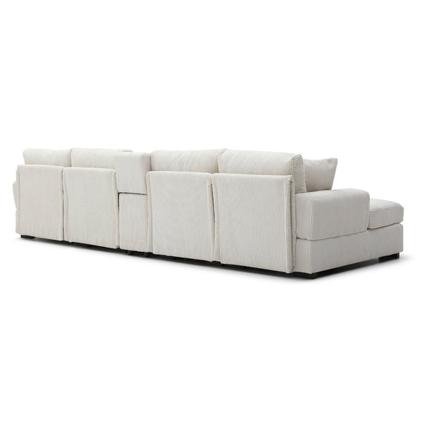 English Elm U Shaped Oversized Sectional Sofa with Double Chaise Console and Memory Foam Cushions W1117S00197