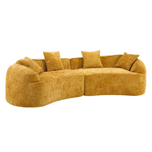 English Elm Yellow Curved Compressed Sofa - Nordic Design, Soft Upholstery, Versatile Comfort For Any Space W3612S00011-GIGA