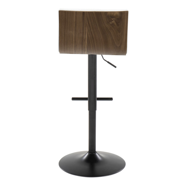 English Elm Mason Contemporary Barstools Set Of 2 – Adjustable Height, Swivel, Black Metal, Walnut & White Faux Leather B202S00975