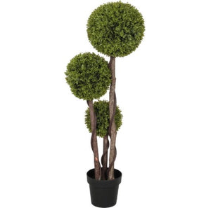 English Elm Indoor Outdoor Faux Boxwood Triple Ball Topiary Tree Sculptural Potted Fake Plant T3971P421932