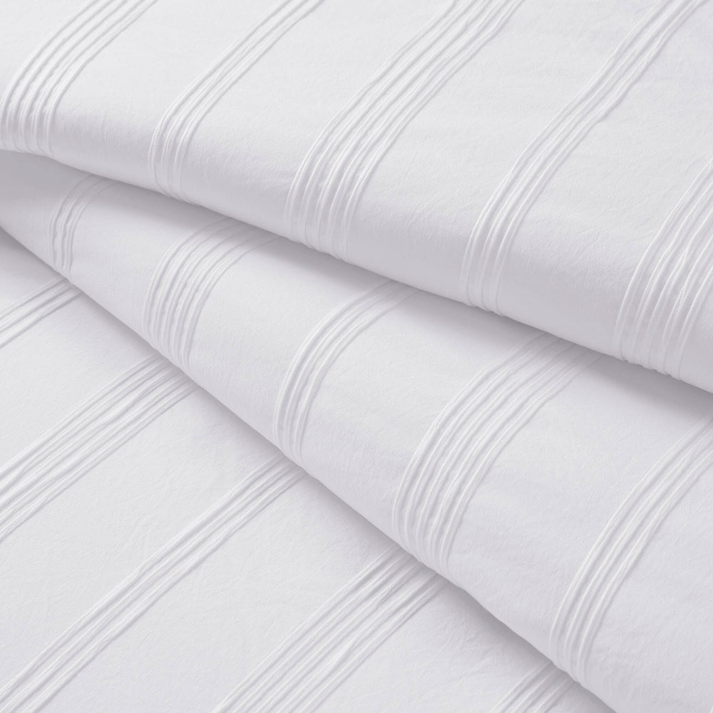 JLA Home Super Listing - Woven Logan Set Modern Striped Comforter Ensemble with Brushed Microfiber Reverse and Oeko-Tex Safety White AM10-0571