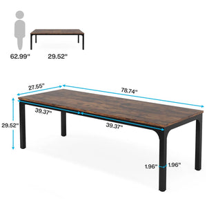English Elm Dual Workstation Computer Desk with Iron Pipe Legs for Two Person Home Office Black,Rustic Brown T3971P460702
