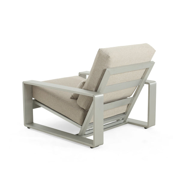 English Elm Christopher Knight Home® - La Plata Lounge Chair - Elegant Silver Aluminum Frame With Beige Olefin Cushion For Indoor & Outdoor N775P211257S