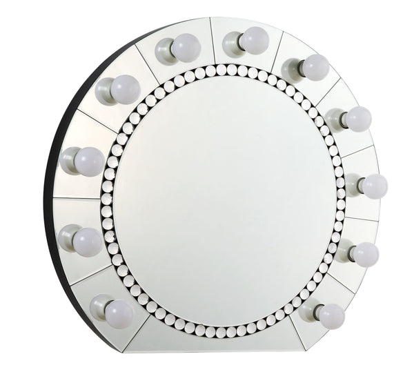 English Elm Farai Glam Mirrored Wall Décor Mirror with Faux Crystal Diamonds, Silver Hollywood Vanity Accent, 21"x21" B2726P244349