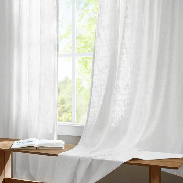 English Elm 2-piece Pinch Pleat Poly Linen Curtain Panels Tailored Formal Drape for Any Room White B035P482980
