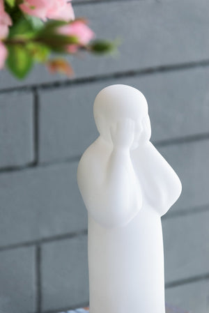 English Elm S/3 Serene White Standing Monks Set – See/Hear/Speak No Evil Tabletop Figurines for Zen Decor W2078P360879