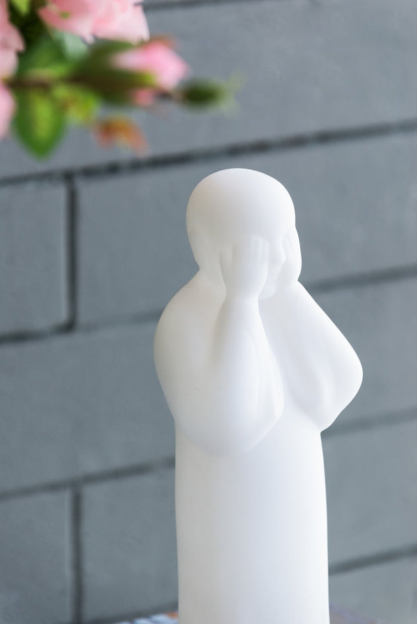 English Elm S/3 Serene White Standing Monks Set – See/Hear/Speak No Evil Tabletop Figurines for Zen Decor W2078P360879