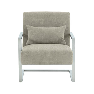 English Elm Xenith Gray Linen Accent Chair with Brushed Steel Legs — Modern Comfort, Compact 28"W x 31"D Seat B2736P354393
