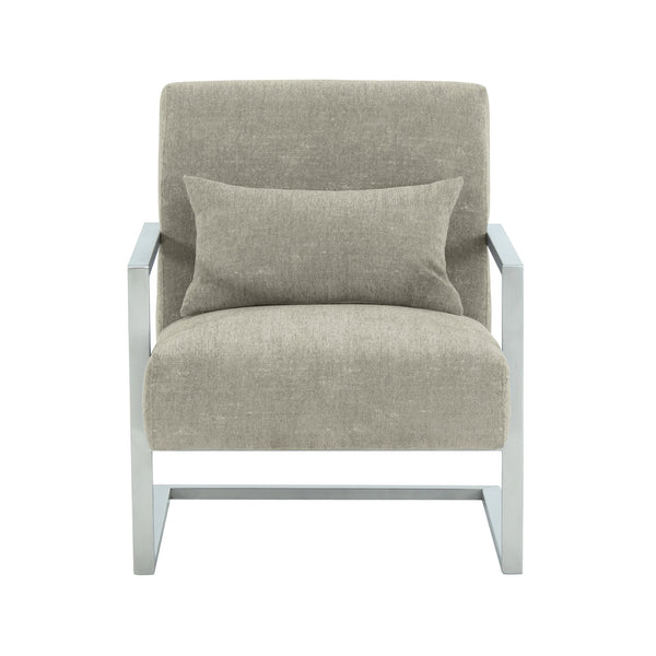 English Elm Xenith Gray Linen Accent Chair with Brushed Steel Legs — Modern Comfort, Compact 28"W x 31"D Seat B2736P354393