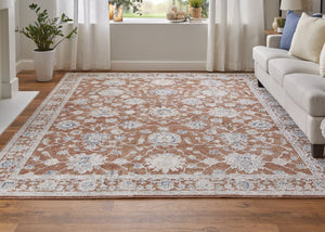 Feizy Rugs Pasha Collection Vibrant Floral Low Pile Rug – Stain-resistant, Soft, And Perfect For High-traffic Areas Red,Ivory,Blue Polyester Pas39m7fterivye70