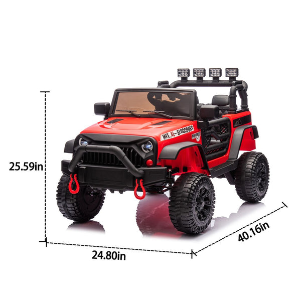English Elm 24v Kids Electric Ride on Car with Parental Remote Dual Motors and Four Wheel Suspension Red W1578P208319