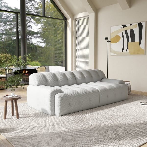 English Elm Bubble Sectional Sofa Comfort - 3D-Knitted Two-Seater Loveseat In Versatile Grey For Modern Spaces B341S00009