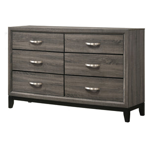 English Elm Cabrillo Grey Oak 6-Drawer Dresser with Nickel Pulls, Two-Tone Finish & Smooth Glide Storage Solution B062P375553