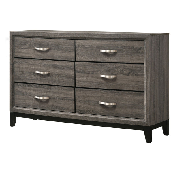 English Elm Cabrillo Grey Oak 6-Drawer Dresser with Nickel Pulls, Two-Tone Finish & Smooth Glide Storage Solution B062P375553