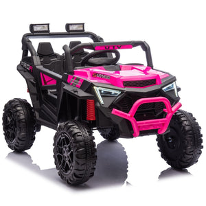 English Elm 24v 400w Kids Electric Utv Ride on with Remote Bluetooth Led Suspension Cockpit Pink W1578P284294