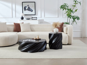 English Elm 19.69'' Petal Shaped Fiberglass Drum Side Table Sculptural Organic Modern Living Room W2664P462012