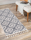 Unique Loom Cherokee Gatlinburg Machine Made Geometric Rug Blue Gray, Ivory 2' 0" x 12' 2"