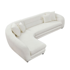 English Elm 125.2 Inch Curved Modular Sectional Sofa White Polyester Upholstered Living Room Couch W2582S00193