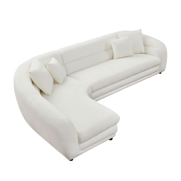 English Elm 125.2 Inch Curved Modular Sectional Sofa White Polyester Upholstered Living Room Couch W2582S00193