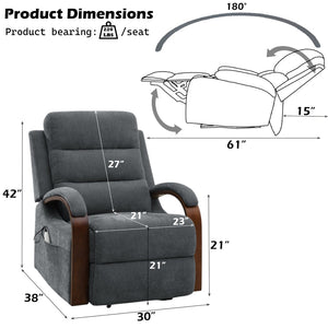 English Elm Kayla Power Lift Recliner with Zero Gravity Massage Heating and Chenille Upholstery B2726P469551
