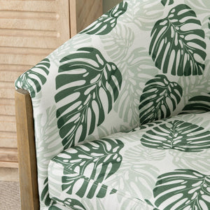 Crestview Collection Coastal Accent Chair - Stylish Green Leaf Design, Durable Fabric, Washable Cushion & Sturdy Frame Green Polyester Cvfzr6147